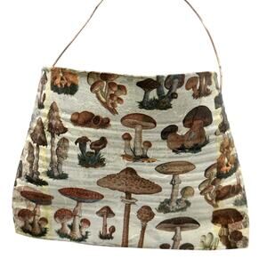Vintage Mushroom Encyclopedia Metal Basket With Handle Tote Planter
